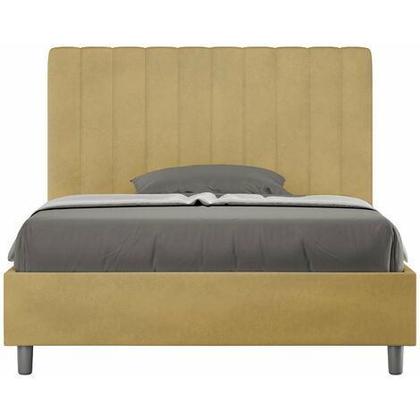 Letto 1 Piazza e Mezzo 120x190 cm con Rete e Contenitore Agueda Ocra