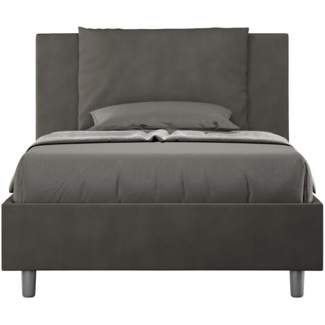 Letto 1 Piazza e Mezzo 120x190 cm con Rete e Contenitore Antea Grigio