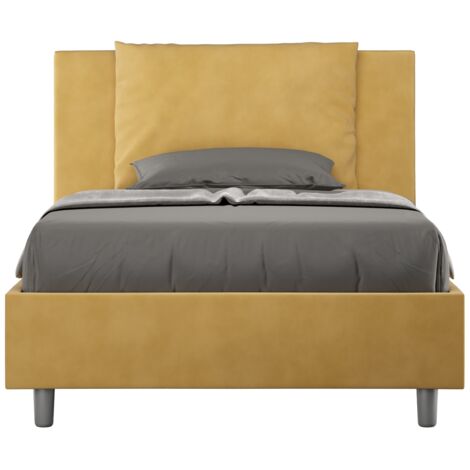Letto 1 Piazza e Mezzo 120x190 cm con Rete e Contenitore Antea Ocra