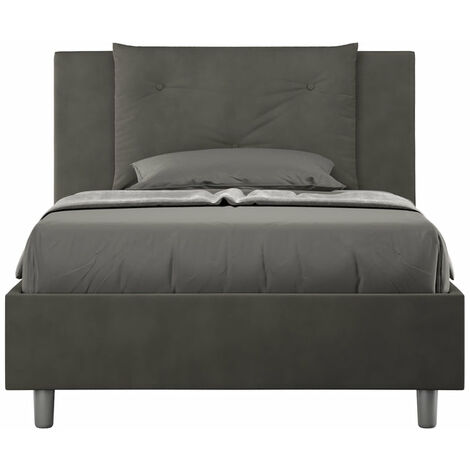 Letto 1 Piazza e Mezzo 120x190 cm con Rete e Contenitore Appia Grigio