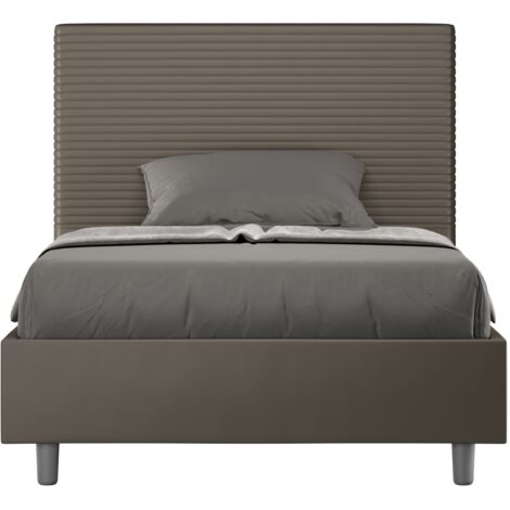 Letto 1 Piazza e Mezzo 120x190 cm con Rete e Contenitore Focus Cappuccino