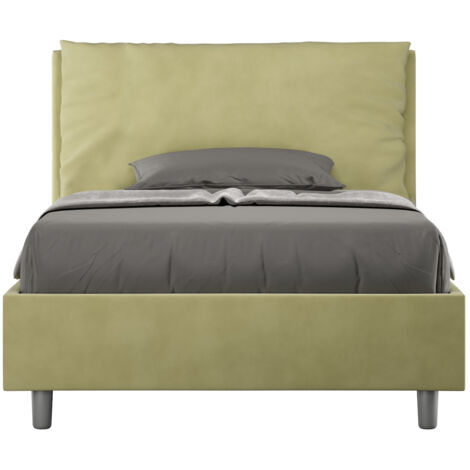 Letto 1 Piazza E Mezzo 120x190 cm con Rete e Contenitore Imbottito in Microfibra Antea Large Tè Verde