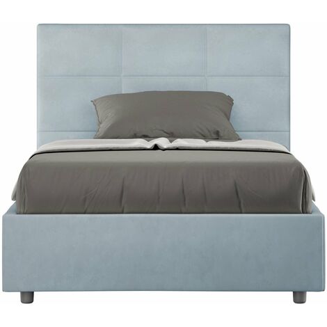 Letto 1 Piazza e Mezzo 120x190 cm con Rete e Contenitore Mika Azzurro