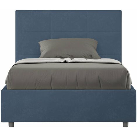 Letto 1 Piazza e Mezzo 120x190 cm con Rete e Contenitore Mika Blu