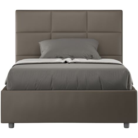 Letto 1 Piazza e Mezzo 120x190 cm con Rete e Contenitore Mika Cappuccino