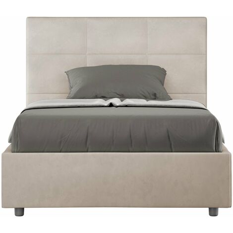 Letto 1 Piazza e Mezzo 120x190 cm con Rete e Contenitore Mika Sabbia