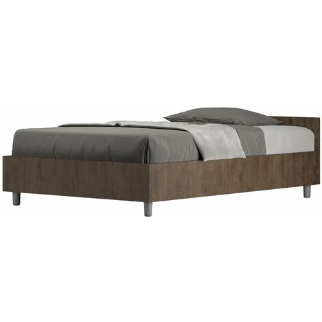 Letto 1 Piazza e Mezzo 120x190 cm con Rete e Contenitore Nuamo Noce
