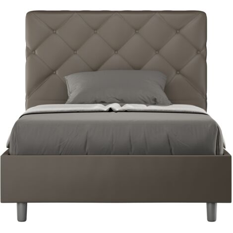 Letto 1 Piazza e Mezzo 120x190 cm con Rete e Contenitore Priya Cappuccino