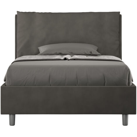 Letto 1 Piazza E Mezzo 120x190 cm con Rete Imbottito in Microfibra Antea Large Grigio