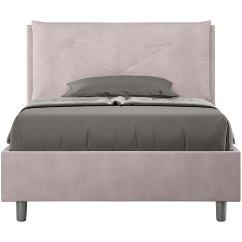 Letto 1 Piazza E Mezzo 120x190 cm con Rete Imbottito in Microfibra Appia Large Glicine