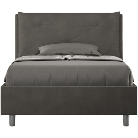 Letto 1 Piazza E Mezzo 120x190 cm con Rete Imbottito in Microfibra Appia Large Grigio