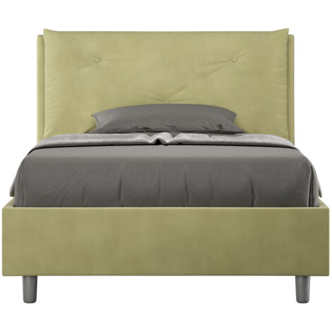 Letto 1 Piazza E Mezzo 120x190 cm con Rete Imbottito in Microfibra Appia Large Tè Verde