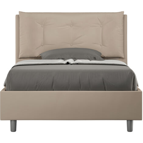 Letto 1 Piazza E Mezzo 120x190 cm con Rete Imbottito in Similpelle Annalisa Large Tortora
