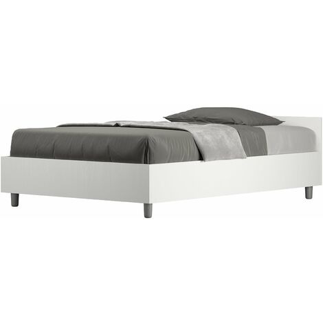 Letto 1 Piazza e Mezzo 120x190 cm con Rete Nuamo Bianco Frassino