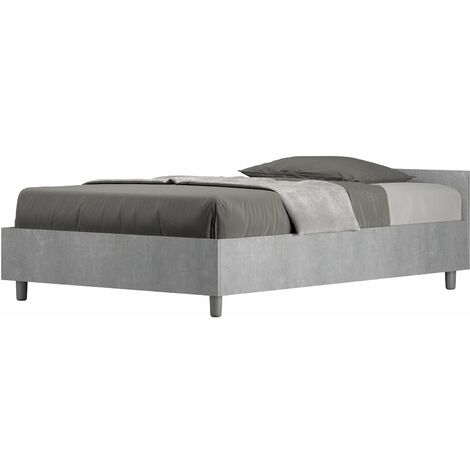 Letto 1 Piazza e Mezzo 120x190 cm con Rete Nuamo Cemento