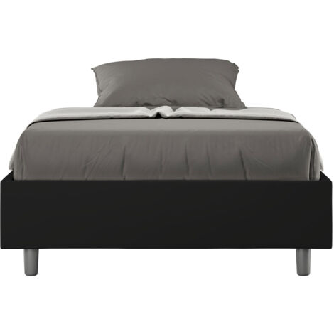 Letto 1 Piazza E Mezzo 120x190 cm con Rete Senza Testata Imbottito in Similpelle Azelia Nero