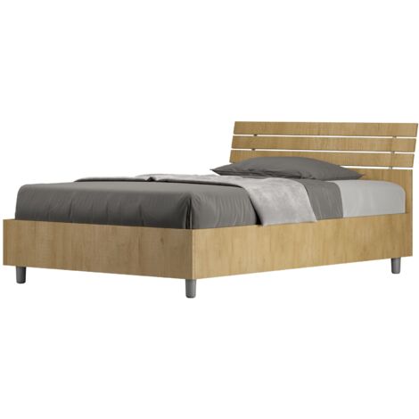 Letto 1 Piazza e Mezzo 120x190 cm Senza Rete Ankel Testata Doghe Inclinata Quercia