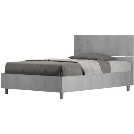 Letto 1 Piazza e Mezzo 120x190 cm Senza Rete Demas Testata Dritta Cemento