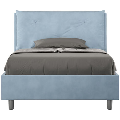 Letto 1 Piazza E Mezzo 120x190 cm Senza Rete Imbottito in Microfibra Appia Large Azzurro