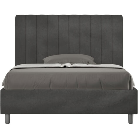 Letto 1 Piazza e Mezzo 120x200 cm con Rete e Contenitore Agueda Grigio