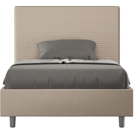Letto 1 Piazza e Mezzo 120x200 cm con Rete e Contenitore Focus Tortora