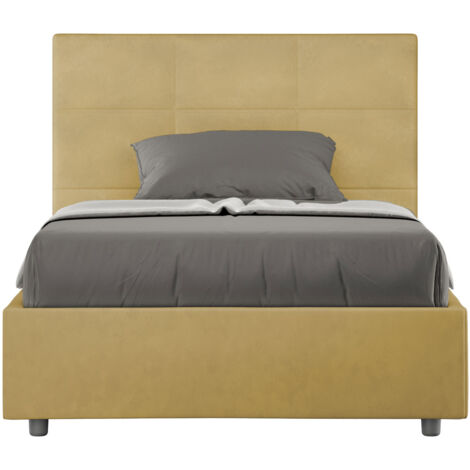 Letto 1 Piazza e Mezzo 120x200 cm con Rete e Contenitore Mika Ocra