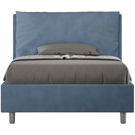 Letto 1 Piazza E Mezzo 120x200 cm con Rete Imbottito in Microfibra Antea Large Blu