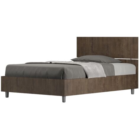 Letto 1 Piazza e Mezzo 120x200 cm con Rete Testata Dritta Demas Noce