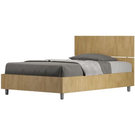 Letto 1 Piazza e Mezzo 120x200 cm con Rete Testata Dritta Demas Quercia Natura