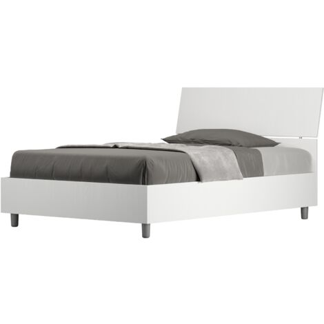 Letto 1 Piazza e Mezzo 120x200 cm con Rete Testata Inclinata Demas Bianco Frassino