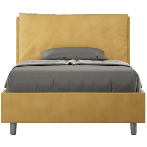Letto 1 Piazza E Mezzo 120x200 cm Senza Rete Imbottito in Microfibra Antea Large Ocra
