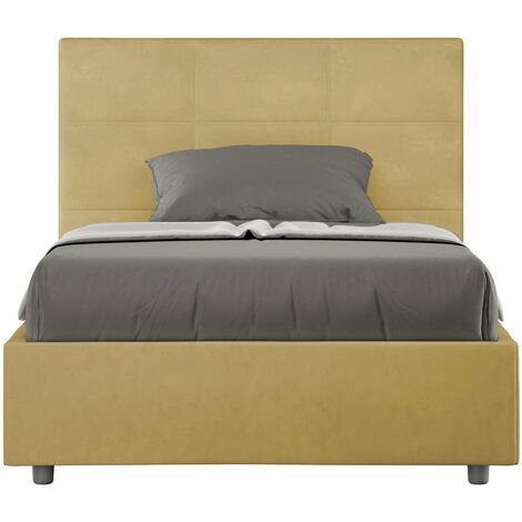 Letto 1 Piazza e Mezzo 120x210 cm con Rete e Contenitore Mika Ocra
