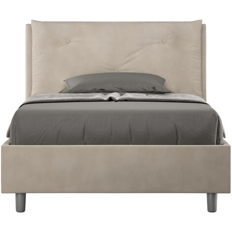 Letto 1 Piazza E Mezzo 120x210 cm con Rete Imbottito in Microfibra Appia Large Sabbia