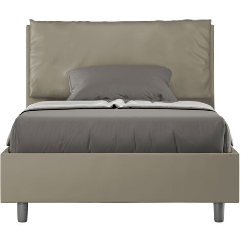 Letto 1 Piazza E Mezzo 120x210 cm con Rete Imbottito in Similpelle Antea Large Cappuccino