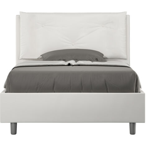 Letto 1 Piazza E Mezzo 120x210 cm Senza Rete Imbottito in Similpelle Appia Large Bianco