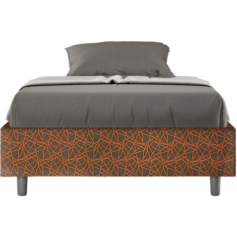 Letto 1 Piazza e Mezzo Sommier 120x200 cm con Rete e Contenitore Azelia Era 04 Arancione