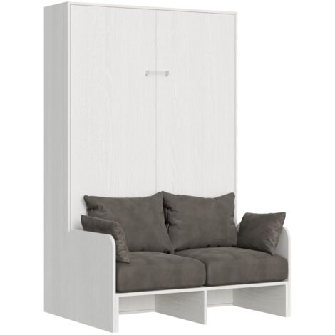 Letto 140 Sofà Kentaro verticale a scomparsa Bianco Frassino