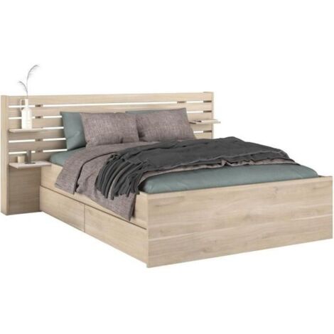 Letto 140 x 190/200 cm Con vani portaoggetti Naturale - TENALIA II