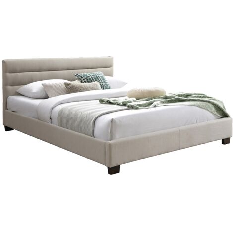 Letto 140 x 190 cm Tessuto Beige  - FAUSTIN