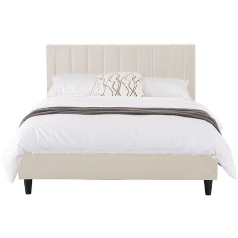 Letto 140x190 cm in velluto beige CAMBRIDGE