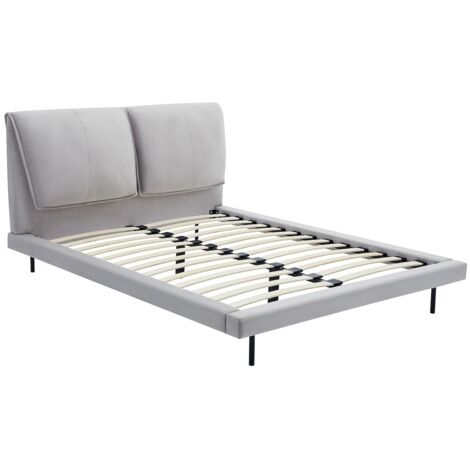 Letto 160 x 200 cm Velluto Grigio - IBEDIA