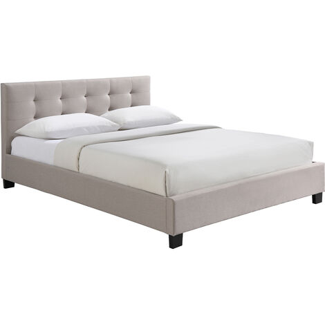 Letto 160 x 200 imbottito lino beige MARQUISE