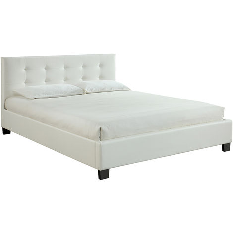 MILIBOO Letto 160 x 200 imbottito PU bianco MARQUISE