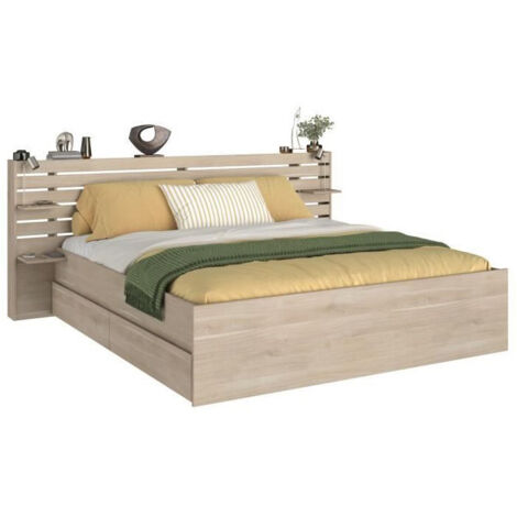Letto 180 x 200 cm Con vani portaoggetti  Naturale  - TENALIA