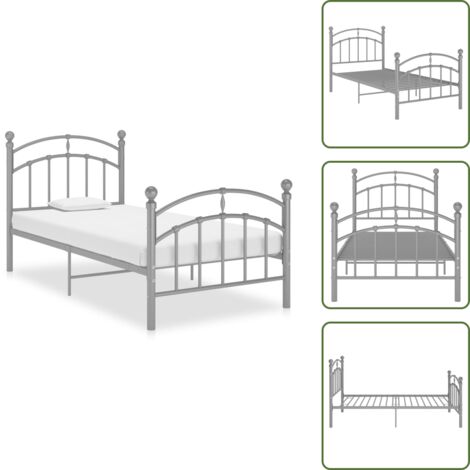 Letto 90x200 cm - vidaXL Giroletto Grigio in Metallo 90x200 cm -