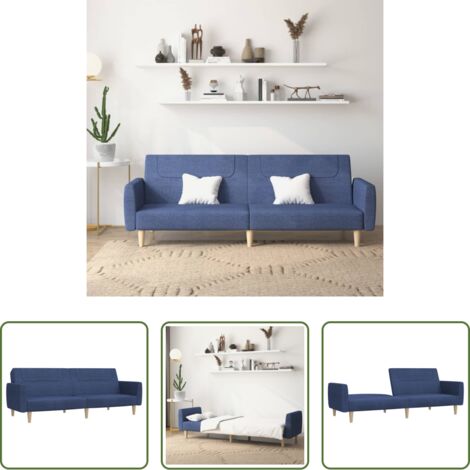 Letto a 2 posti -  Divano Letto a 2 Posti Blu in Tessuto
