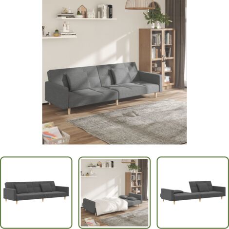 Letto a 2 posti -  Divano Letto a 2 Posti con 2 Cuscini Grigio Chiaro in Tessuto