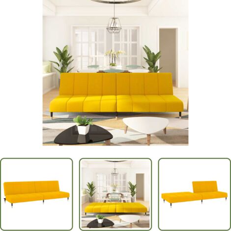 Letto a 2 posti -  Divano Letto a 2 Posti Giallo in Velluto