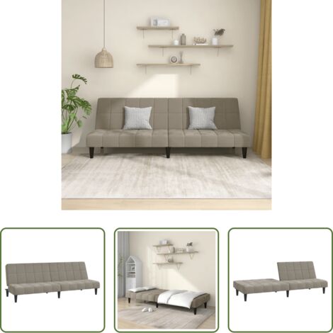 Letto a 2 posti -  Divano Letto a 2 Posti Grigio Chiaro in Velluto