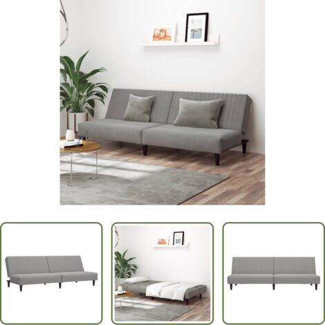 Letto a 2 posti -  Divano Letto a 2 Posti Grigio Chiaro in Velluto